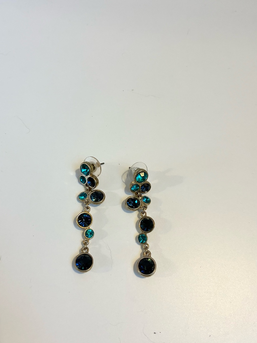 Dazzling Teal and Navy Crystal Drop Earrings - Women Jewelry
